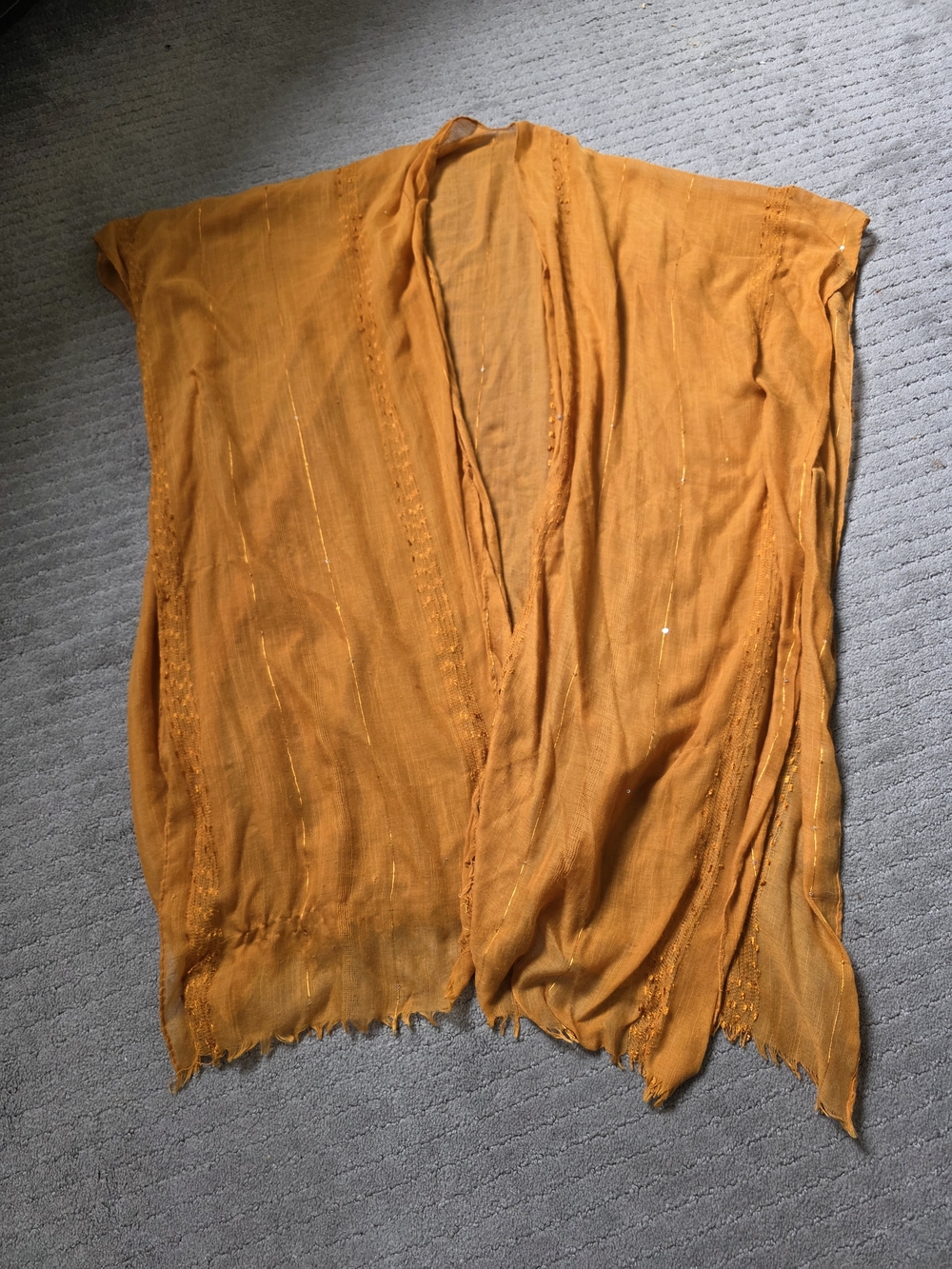 Source Unknown Orange Women’s Kimono Yukata with Subtle Gold Thread